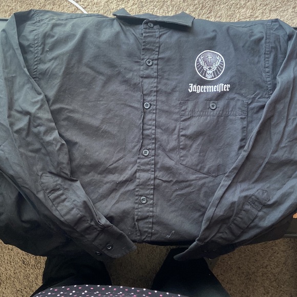 Jagermeiter black button down shirt, washed, clean, never worn. Medium. $15, OBO - Picture 3 of 3